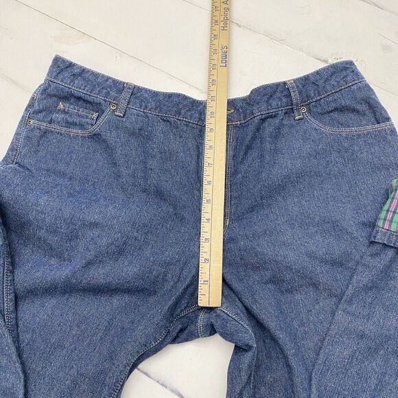 Natural Reflections Fleece Green Plaid Flannel Lined Straight Leg Jeans Women 16 - Picture 8 of 10